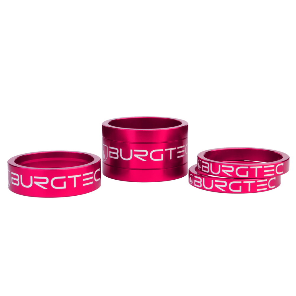 Burgtec Stem Spacer Kit 5mm x 2 - 10mm - 20mm Toxic Barbie Pink