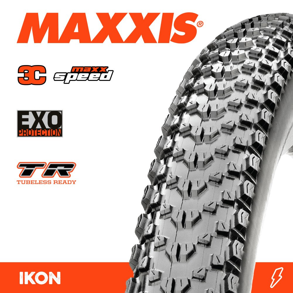 Maxxis Ikon Triple Compound EXO Tubeless Ready Folding Bead 120TPI Bic Maxxis Ikon 3C Maxxspeed EXO Folding Tubeless Tyre - Black - 29 x