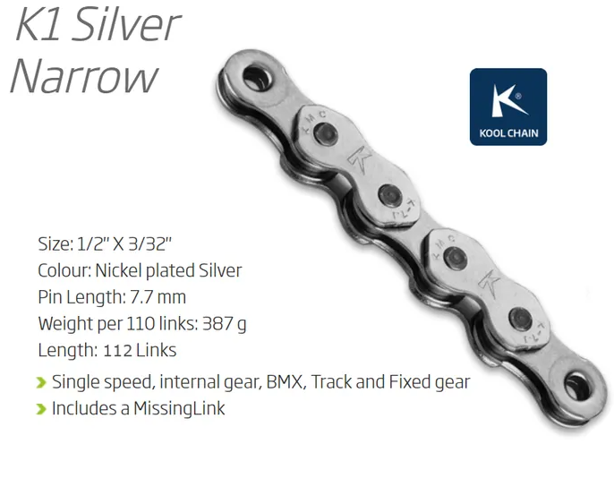 KMC 1/2 x 3/32 x 112L Narrow Chain