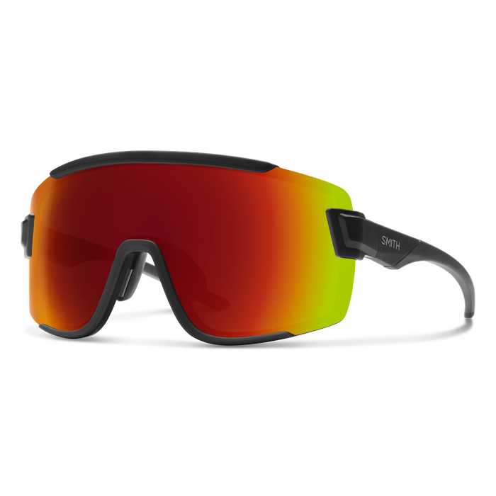 Smith Wildcat Matte Black + ChromaPop Red Mirror Lens Glasses