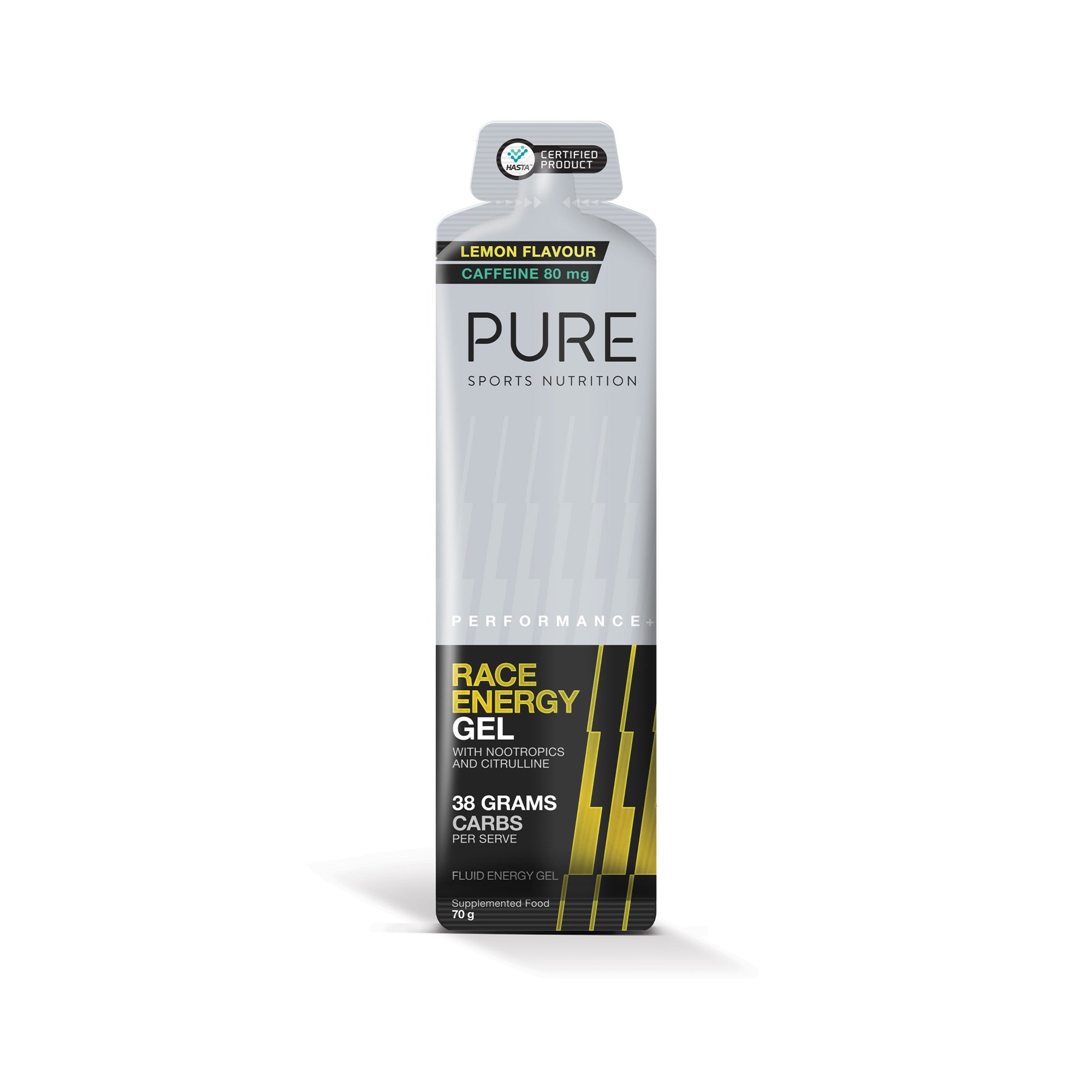 Pure Performance Race Gel Lemon  + Caffeine Single 70G