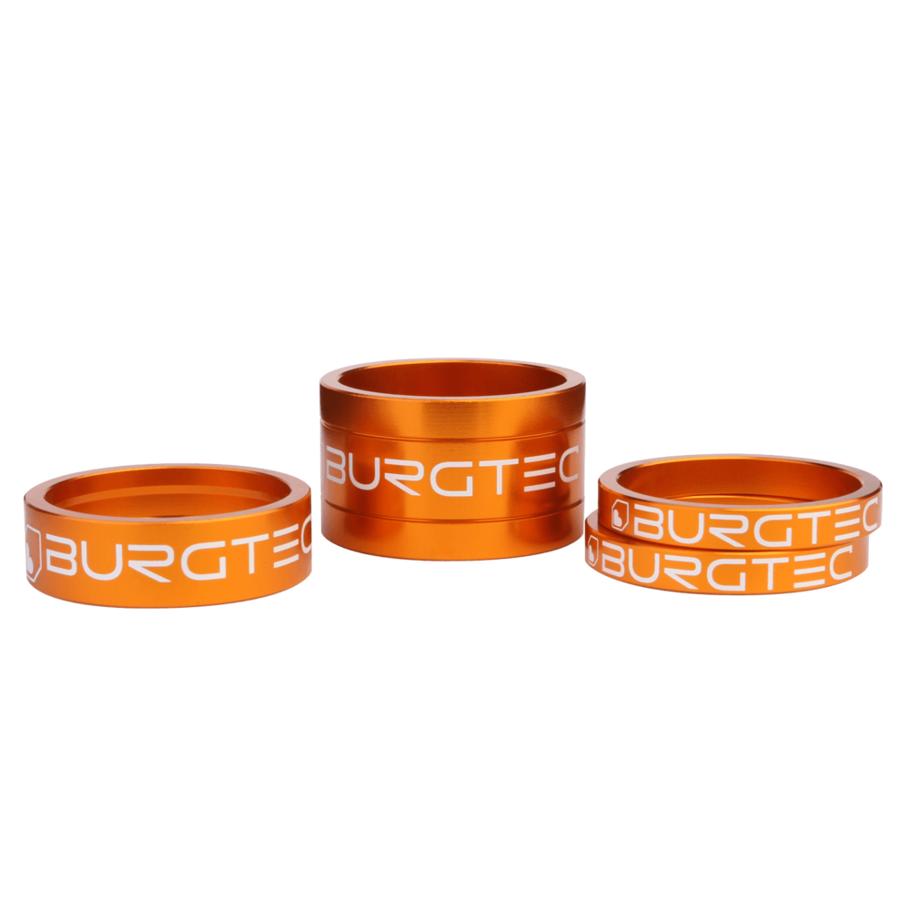 Burgtec Stem Spacer Kit 5mm x 2 - 10mm - 20mm Iron Bro Orange