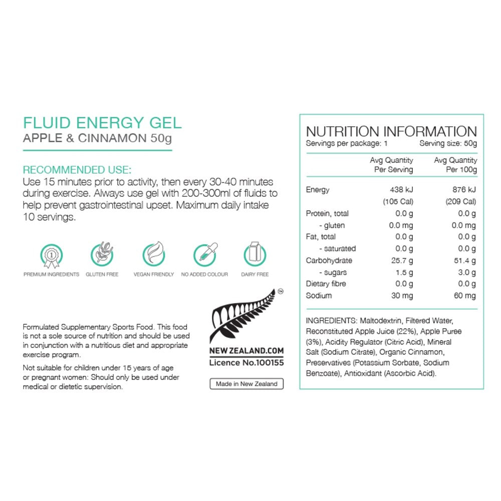 Pure Fluid Energy Gel Apple & Cinnamon 50g