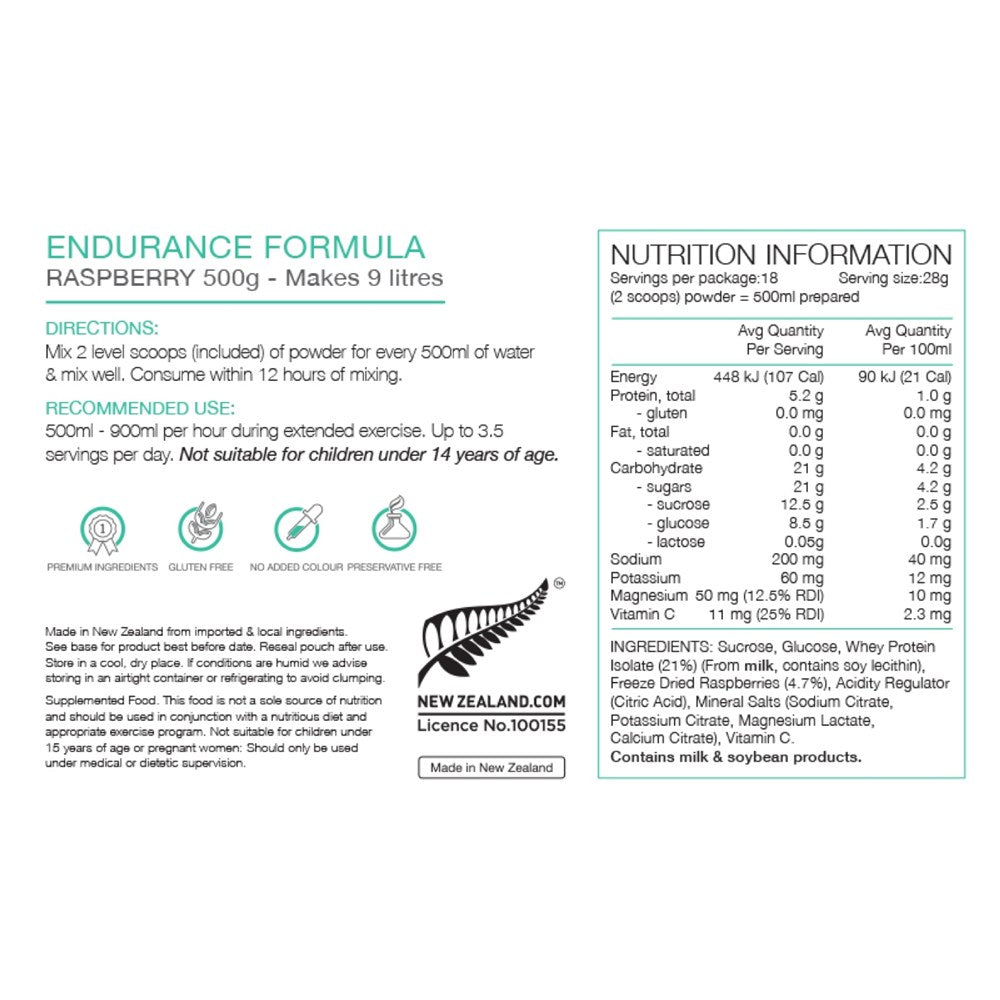 Pure Endurance Formula Raspberry 500g