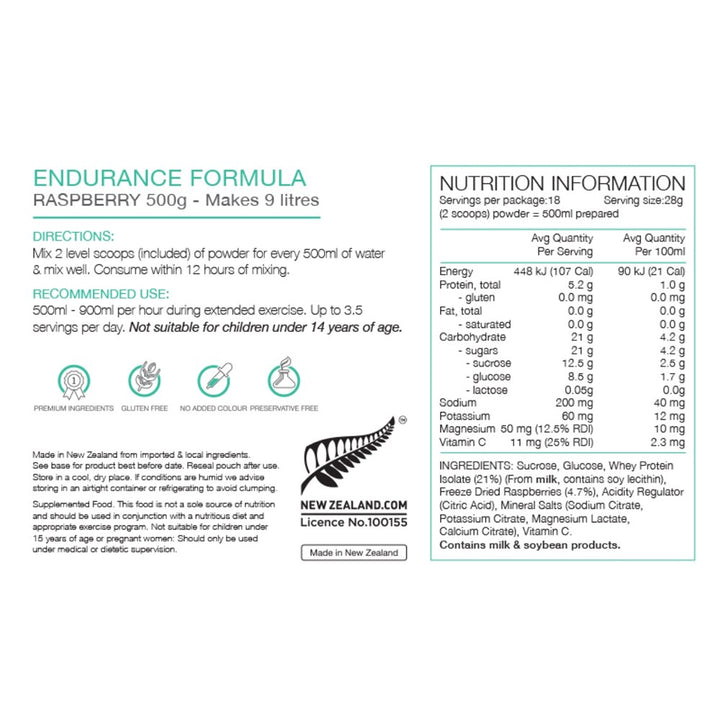 Pure Endurance Formula 500g Raspberry