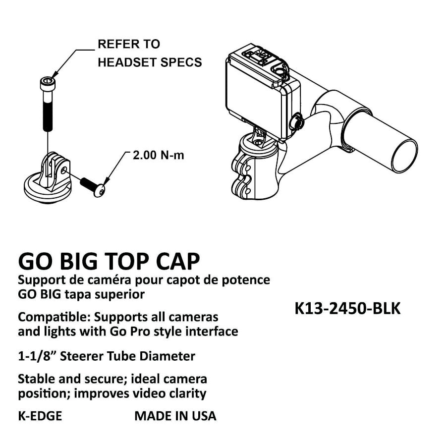 K-Edge GO BIG Top Cap Mount Black
