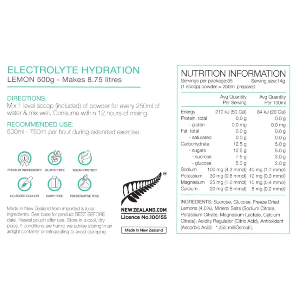 Pure Electrolyte Hydration Lemon 500g