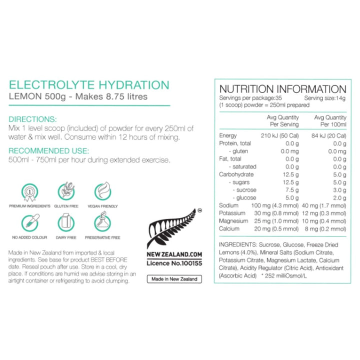 Pure Electrolyte Hydration Lemon 500g